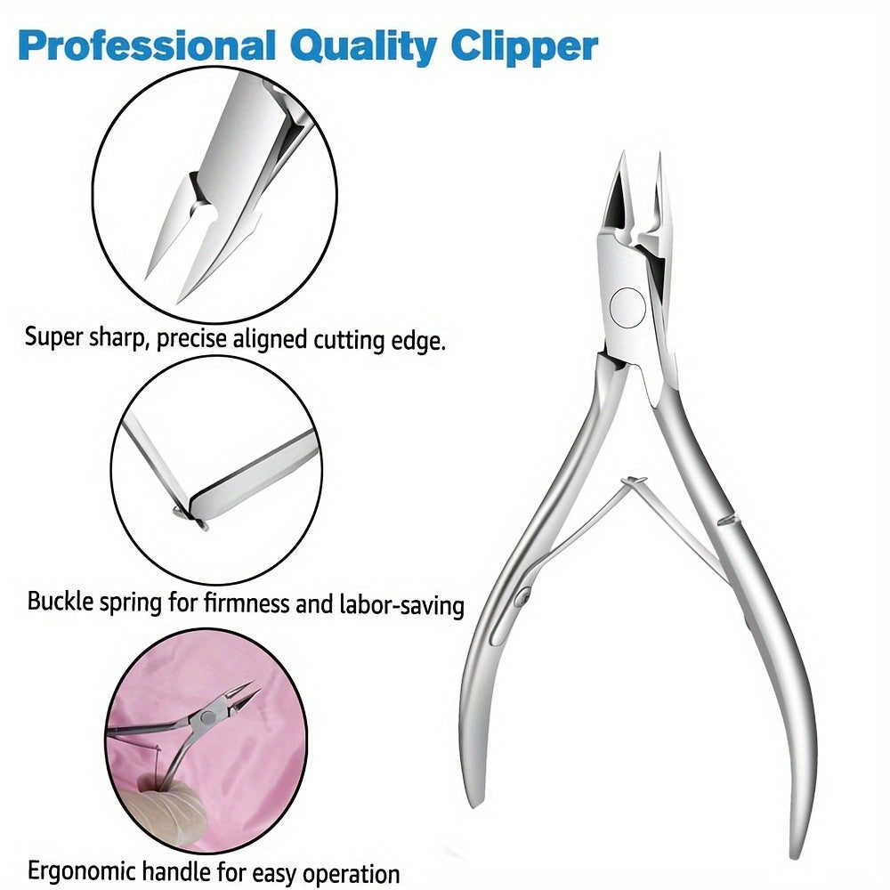 1pc Modern Stainless Steel Toe Nail Clippers, Straight Blade Cutter, Hypoallergenic Precision Ingrown Toenail Trimmer for Thick Nails, Professional Pedicure Tool