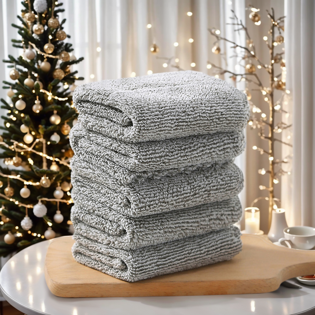 100% Coral Velvet Kitchen Towels – 10-Pack Bamboo Charcoal Fiber Dishcloths, Ultra Soft, Absorbent, Fast-Drying & Washable, Non-Stick Oil Household Cleaning Cloths