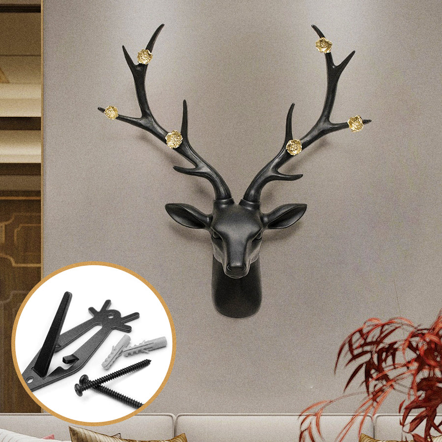 6-Pack European Skull Mount Hanger – Stainless Steel Deer & Antler Wall Hook, Black Euro Mount for Elk, Cow, and Deer Skulls