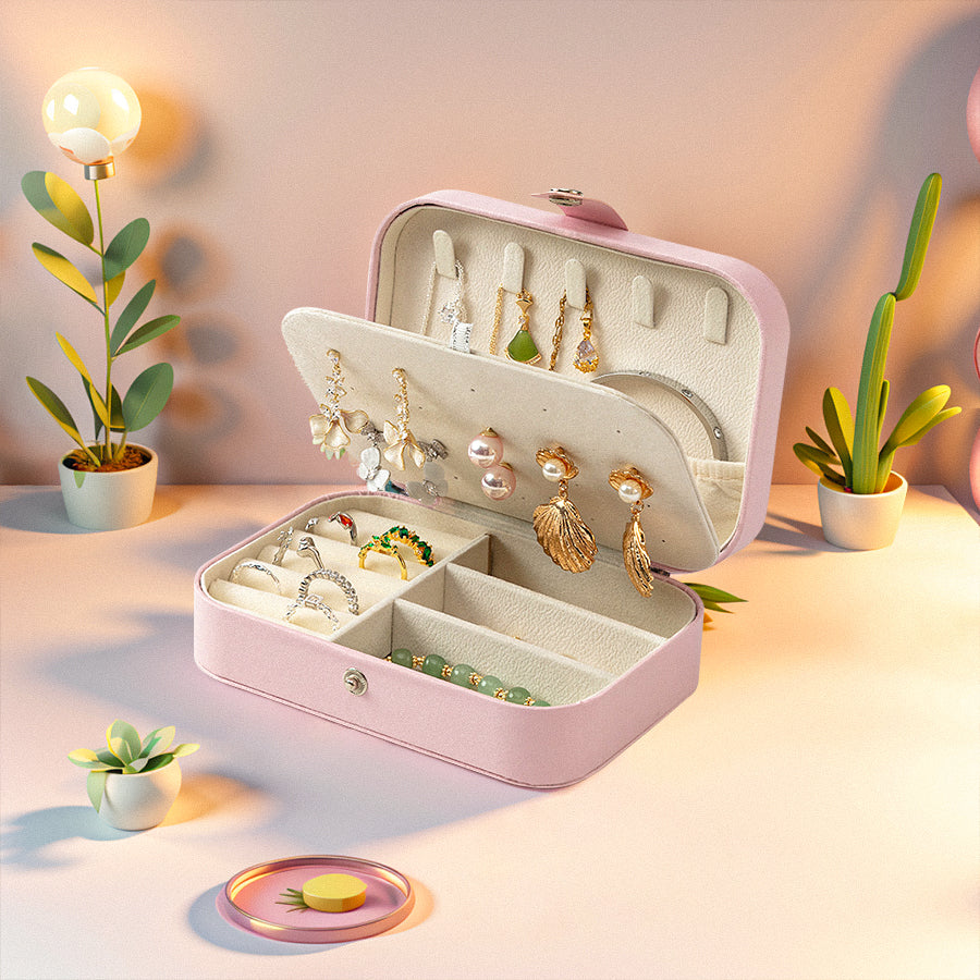 Double-Layer Jewelry Organizer Case – Personalized Gift for Women, Necklace, Earrings, and Ring Storage Holder