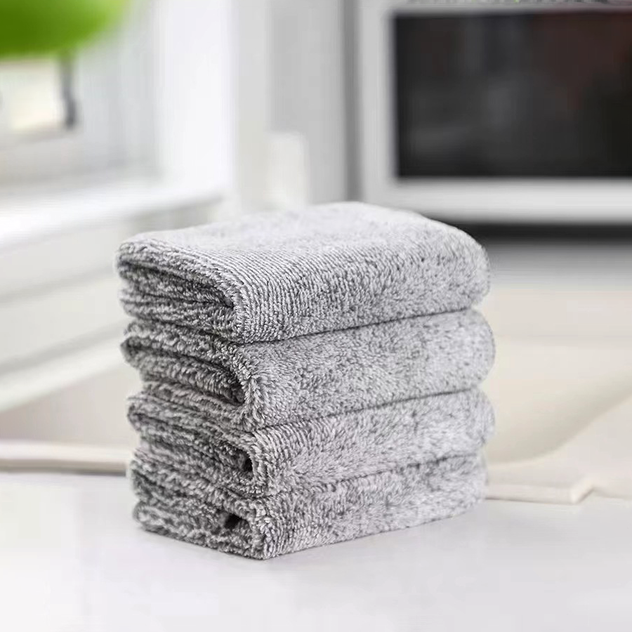 100% Coral Velvet Kitchen Towels – 10-Pack Bamboo Charcoal Fiber Dishcloths, Ultra Soft, Absorbent, Fast-Drying & Washable, Non-Stick Oil Household Cleaning Cloths