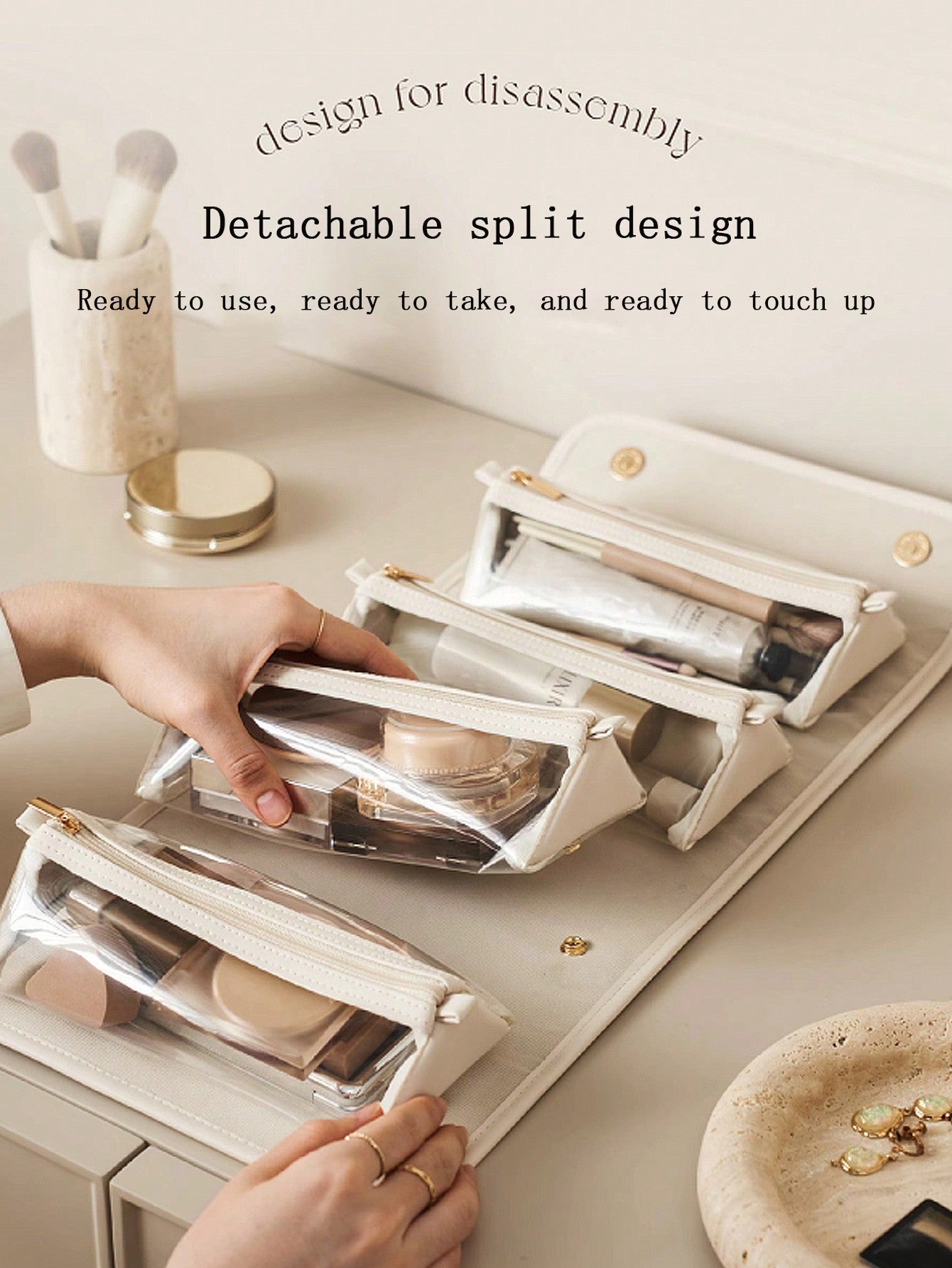 Folding Makeup Bag Detachable 2024 New Portable Large Capacity Travel And Outgoing Storage High End Waterproof Makeup Bags Makeup Organizer Make Up Organizer Makeup Storage