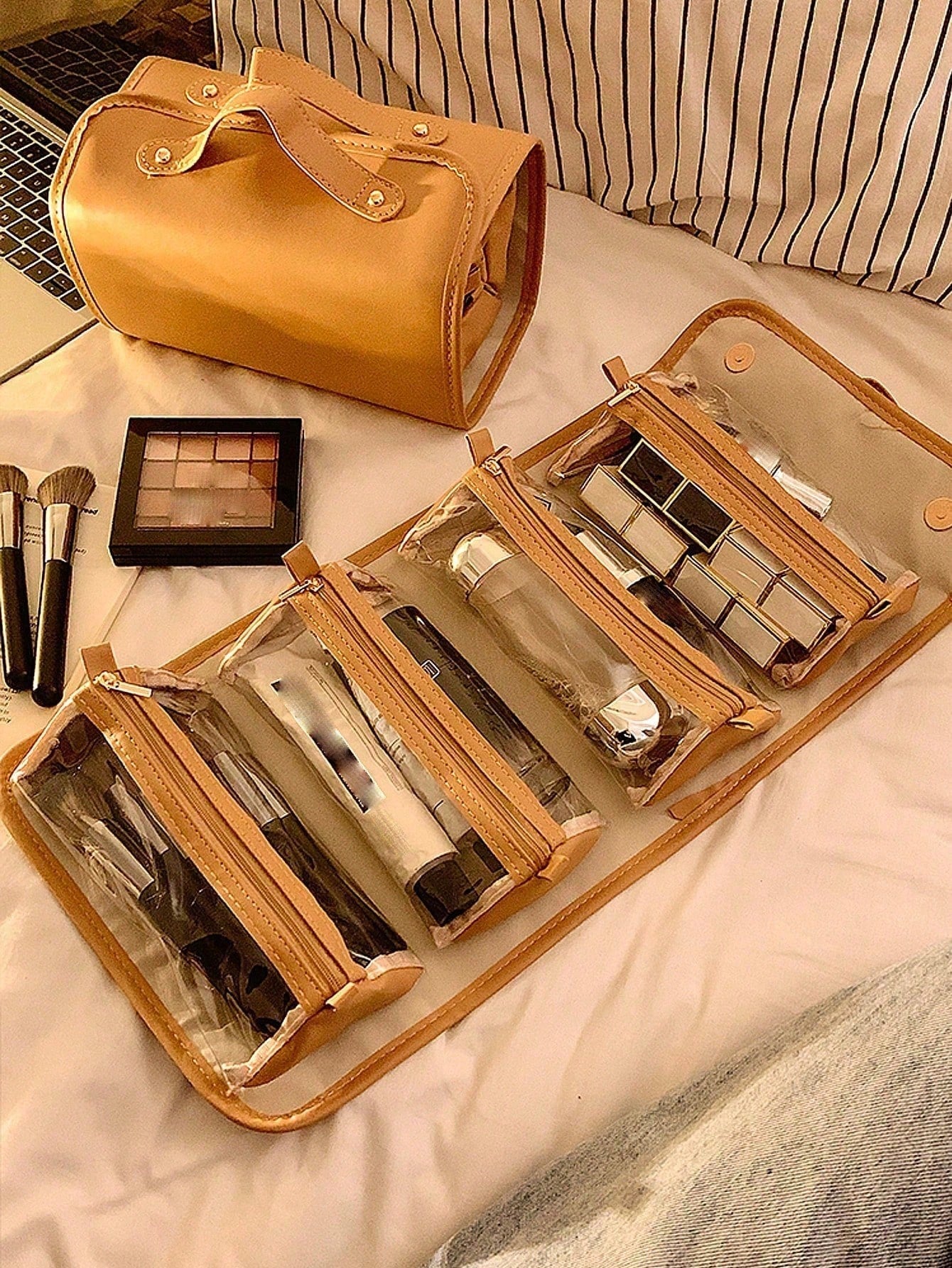 Folding Makeup Bag Detachable 2024 New Portable Large Capacity Travel And Outgoing Storage High End Waterproof Makeup Bags Makeup Organizer Make Up Organizer Makeup Storage