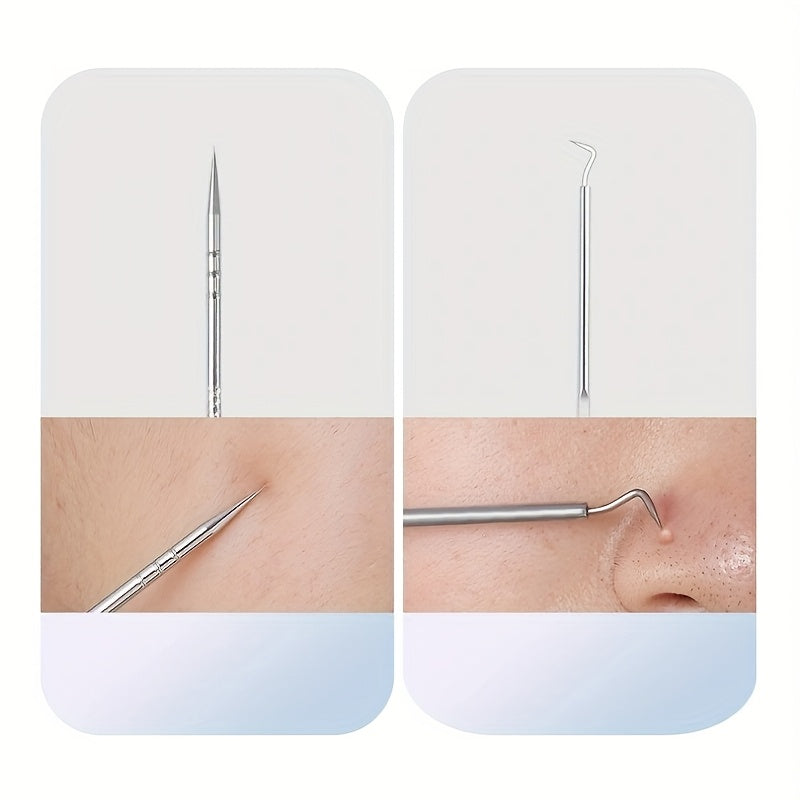 8pcs Blackhead & Acne Removal Tool Set - Stainless Steel Pimple Popper Kit for All Skin Types, Fragrance-Free, Beauty Tools, Acne Needle