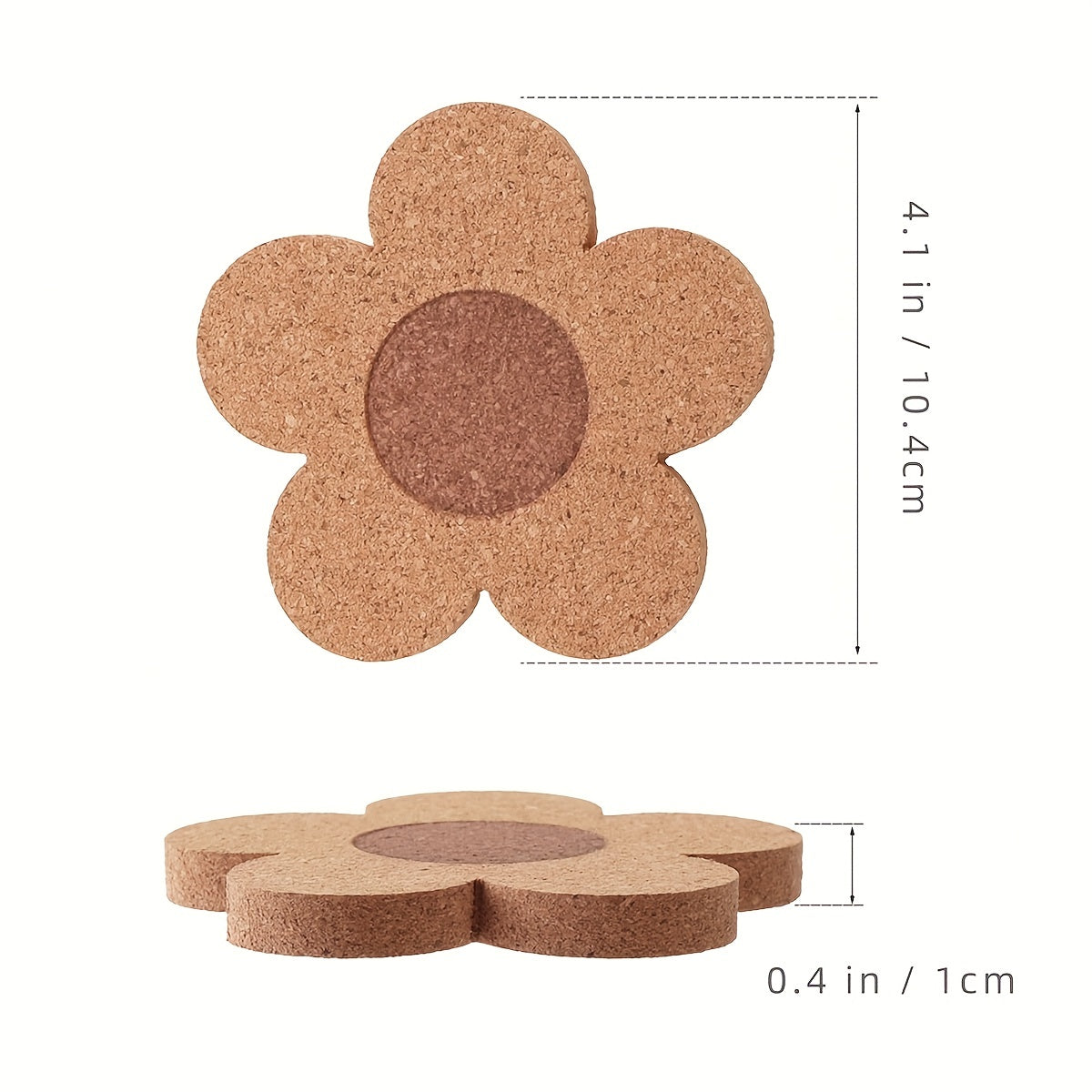 10 pcs Cork Coasters, Floral Shape Heat Insulation Mat, Simple Solid Color Washable Non-slip Anti-scalding Placemat, Kitchen Supplies, Car Coaster, Room Decor