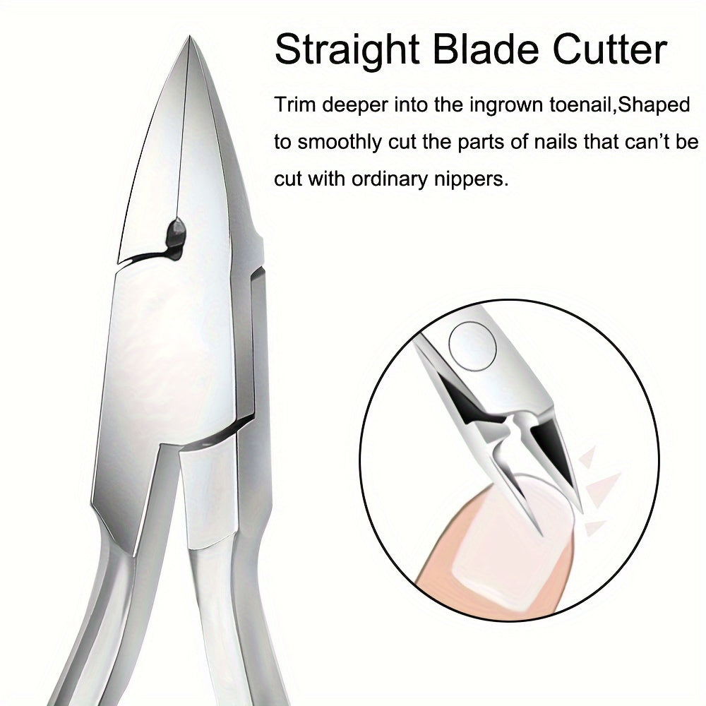 1pc Modern Stainless Steel Toe Nail Clippers, Straight Blade Cutter, Hypoallergenic Precision Ingrown Toenail Trimmer for Thick Nails, Professional Pedicure Tool