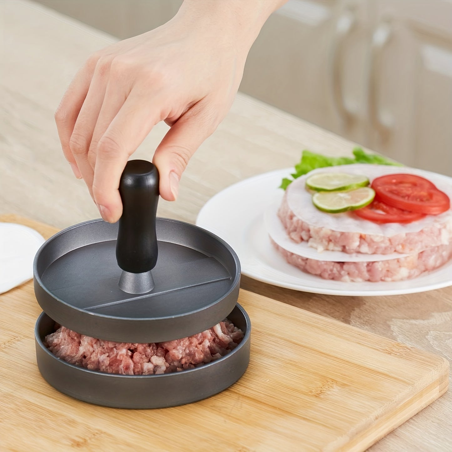 1Pc, Burger Press 100 Patty Papers, Aluminum Non-Stick Hamburger Patty Maker Mold, For Beef Veggie Burger Bbq Barbecue Grill Bpa Free Dishwasher Safe, Kitchen Utensils, Kitchen Gadgets, Useful Tool, Apartment Essentials, Kitchen Accessories