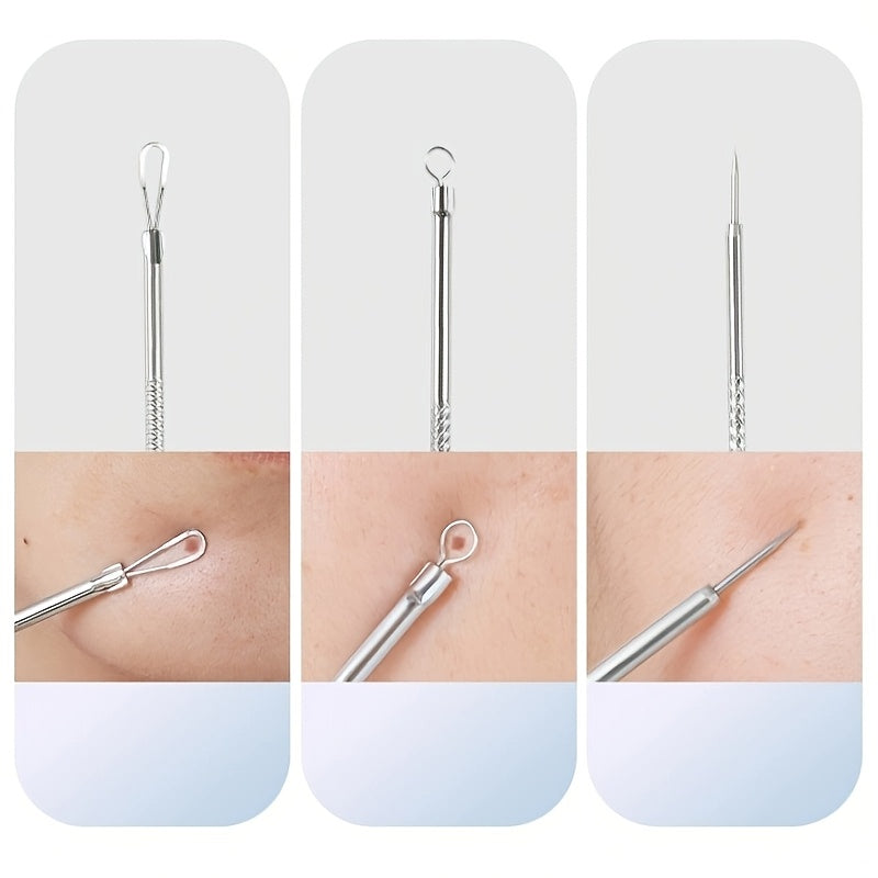 8pcs Blackhead & Acne Removal Tool Set - Stainless Steel Pimple Popper Kit for All Skin Types, Fragrance-Free, Beauty Tools, Acne Needle