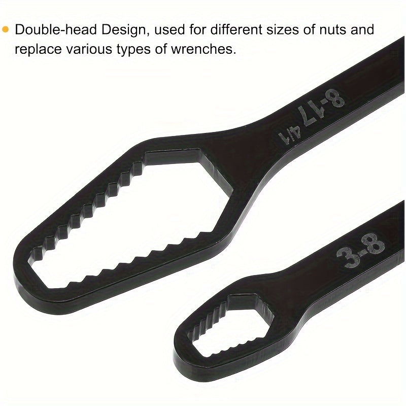 2-Piece Forged Iron Adjustable Universal Spanner Set, Dual Head Plum Blossom 3-17/8-24mm Manual Multi-Purpose Hand Tool, Self-Tightening Box Wrench