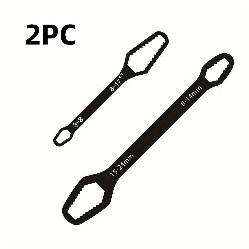 2-Piece Forged Iron Adjustable Universal Spanner Set, Dual Head Plum Blossom 3-17/8-24mm Manual Multi-Purpose Hand Tool, Self-Tightening Box Wrench