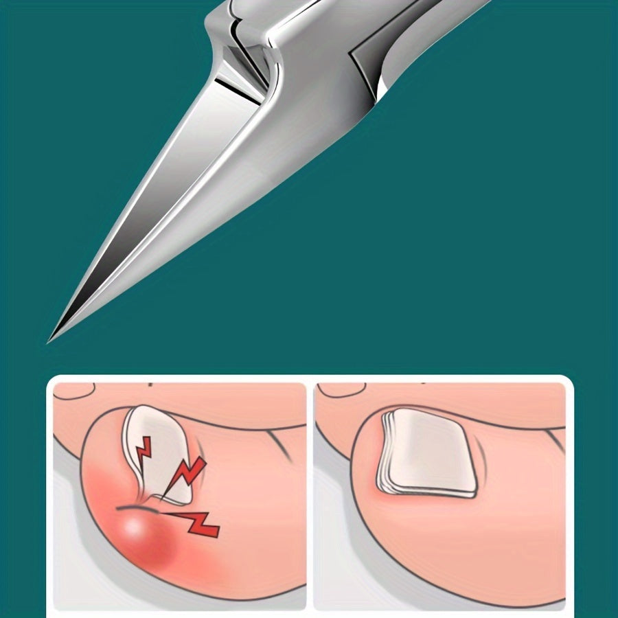 1pc Modern Stainless Steel Toe Nail Clippers, Straight Blade Cutter, Hypoallergenic Precision Ingrown Toenail Trimmer for Thick Nails, Professional Pedicure Tool