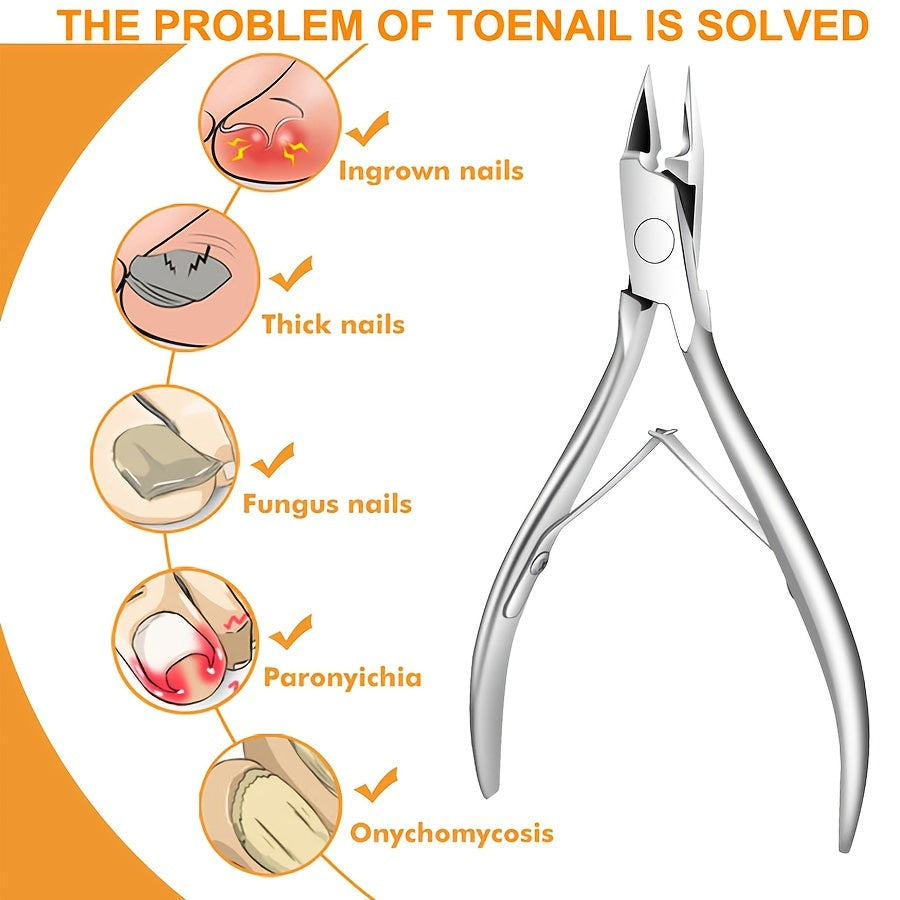 1pc Modern Stainless Steel Toe Nail Clippers, Straight Blade Cutter, Hypoallergenic Precision Ingrown Toenail Trimmer for Thick Nails, Professional Pedicure Tool