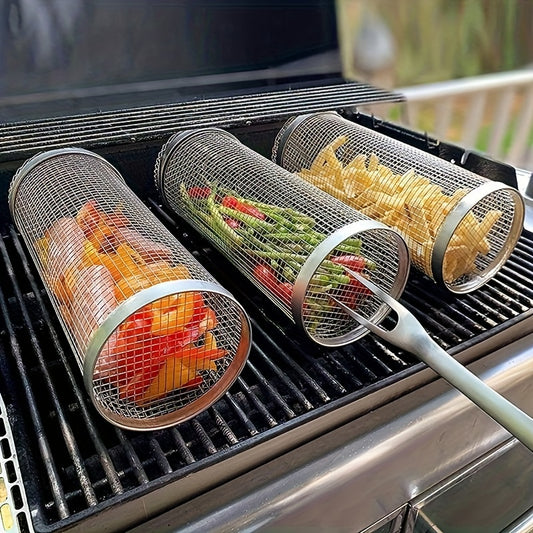 BBQ Net Tube Grill Basket, 1pc - Perfect for Grilling Fish, Vegetables & More - Kitchen Gadgets & Accessories for Home & Outdoor Decor