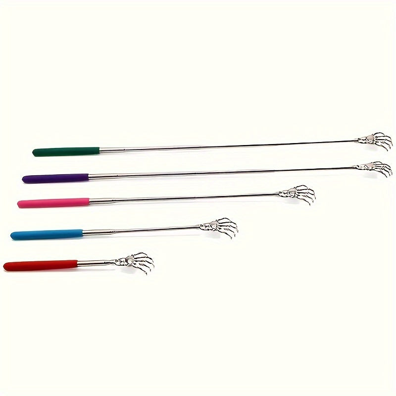 2pcs Retractable Stainless Steel Back Scraper, Portable Retractable Claw Metal Back Scraper, Hand Massager with Rubber Handle