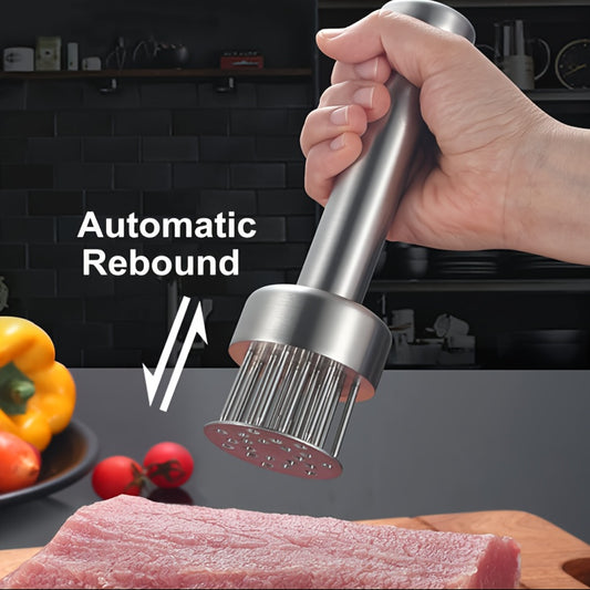 Meat Tenderizer Stainless Steel with Sharp Needles for Steak Chicken Pork Fish, Suitable Meat Tenderizer Tool with Cleaning Brush for BBQ or Kitchen