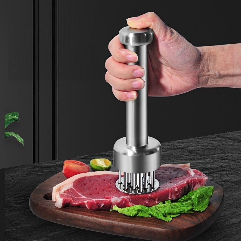 Meat Tenderizer Stainless Steel with Sharp Needles for Steak Chicken Pork Fish, Suitable Meat Tenderizer Tool with Cleaning Brush for BBQ or Kitchen